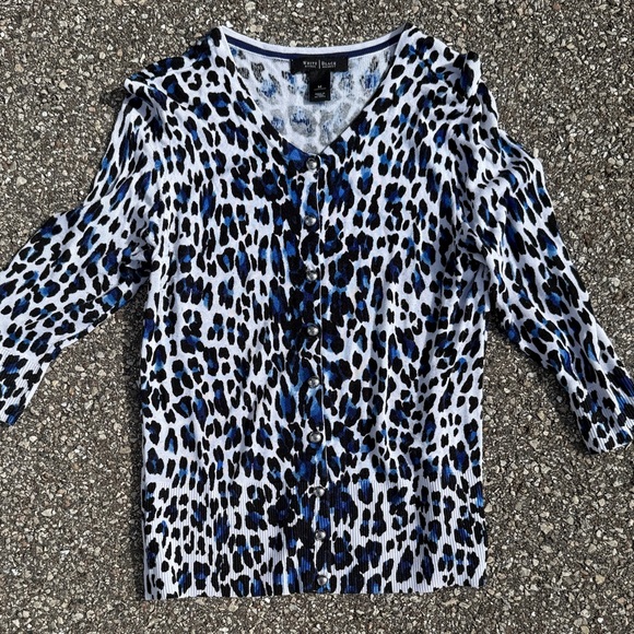White House Black Market Sweaters - White House Black Market Leopard Print Button-Down Sweater